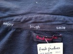 Detail of inside collar detail on Fresh Produce Jacket.